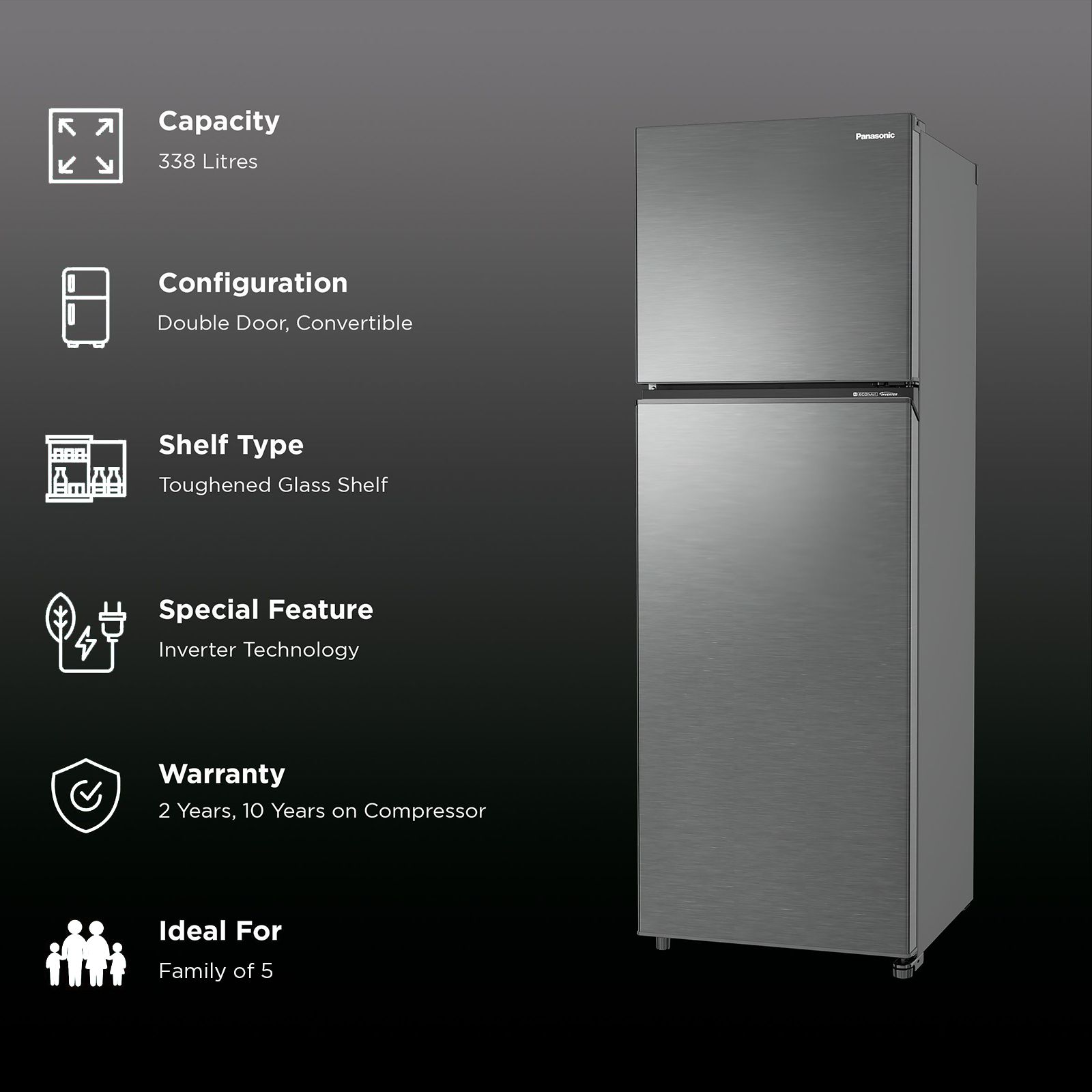 【konz530】DL-RT20-CP Buy Panasonic Prime 304 Litres 3 Star Frost Free Double Door